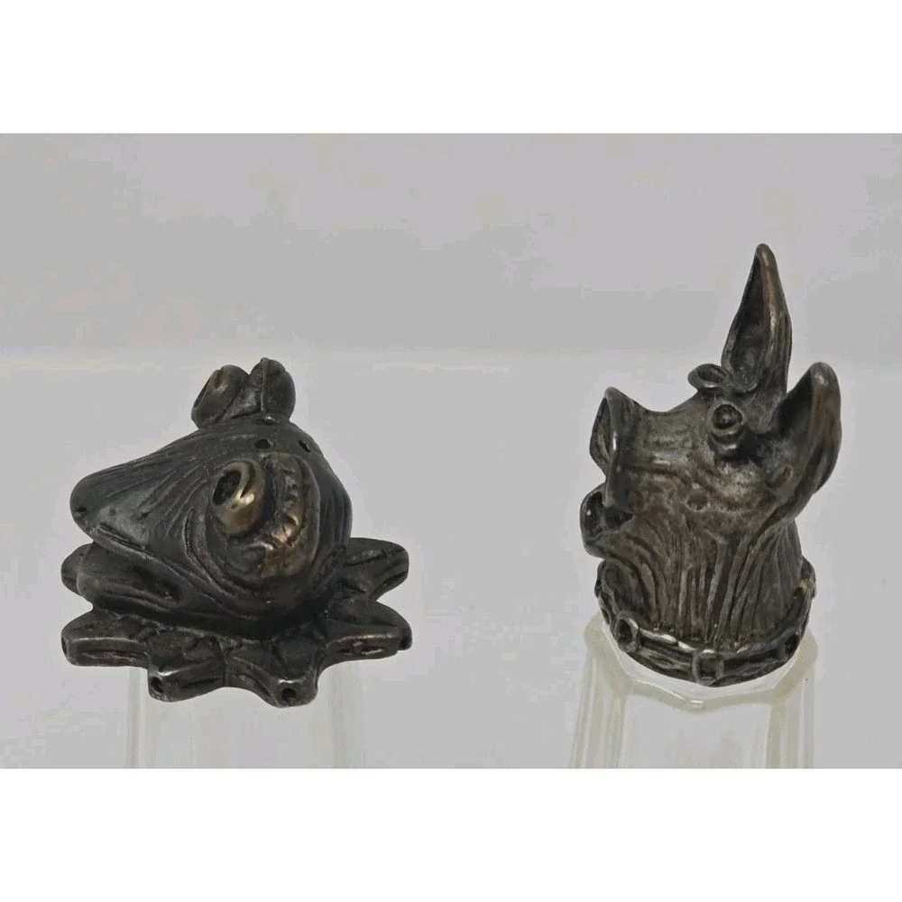 Cast Design Pewter Frog & Pig Head Salt & Pepper Shaker USA - 5